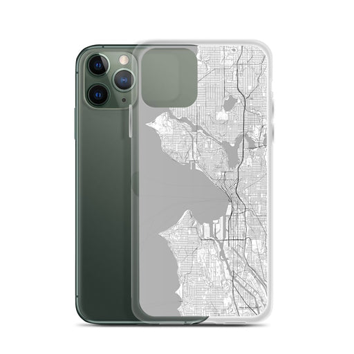 Custom Seattle Washington Map Phone Case in Classic on Table with Laptop and Plant