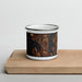 Front View Custom Seattle Washington Map Enamel Mug in Ember on Cutting Board