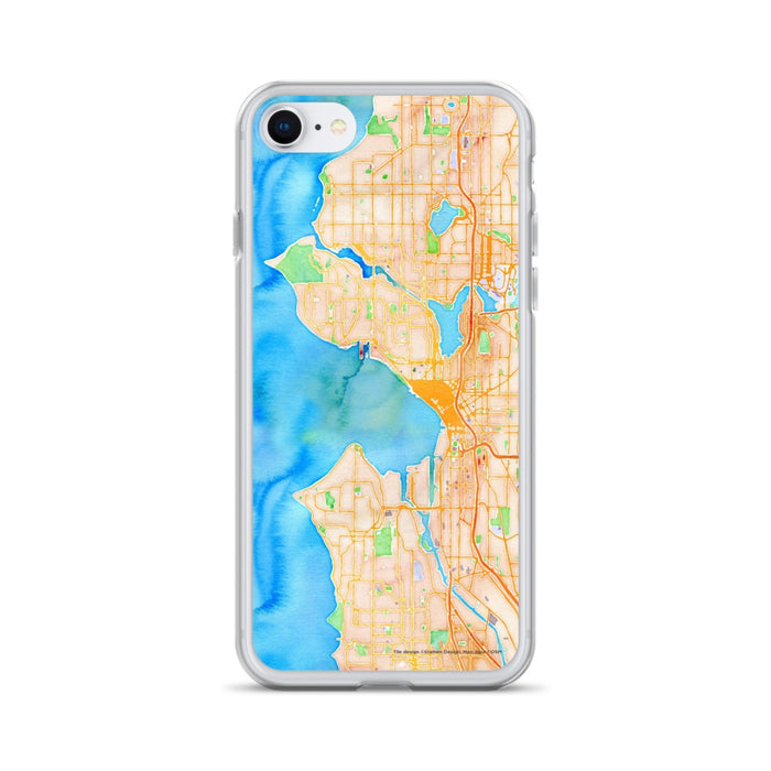 Custom Seattle Washington Map iPhone SE Phone Case in Watercolor