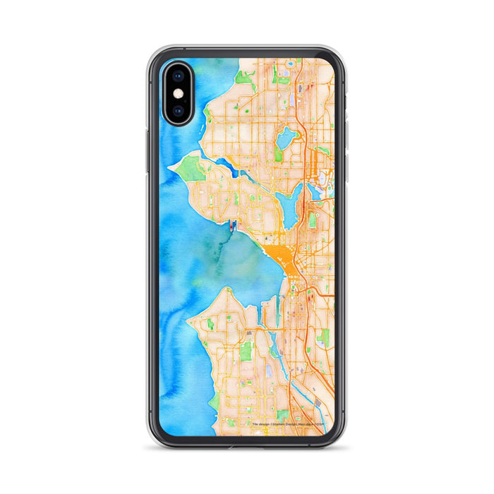 Custom Seattle Washington Map Phone Case in Watercolor