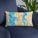 Custom Seattle Washington Map Throw Pillow in Watercolor on Blue Colored Chair