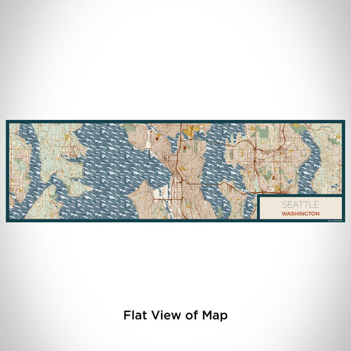 Flat View of Map Custom Seattle Washington Map Enamel Mug in Woodblock