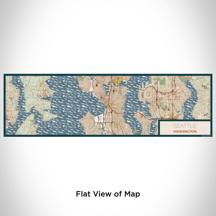 Flat View of Map Custom Seattle Washington Map Enamel Mug in Woodblock