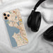 Custom Seattle Washington Map Phone Case in Woodblock on Table with Black Headphones