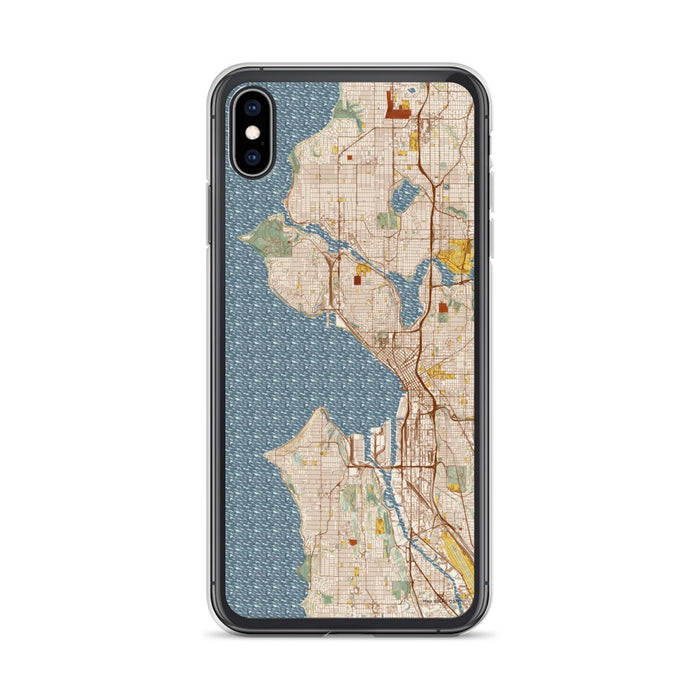 Custom Seattle Washington Map Phone Case in Woodblock