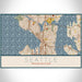 Seattle Washington Map Print Landscape Orientation in Woodblock Style With Shaded Background