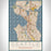 Seattle Washington Map Print Portrait Orientation in Woodblock Style With Shaded Background