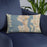 Custom Seattle Washington Map Throw Pillow in Woodblock on Blue Colored Chair