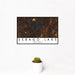 12x18 Sebago Lake Maine Map Print Landscape Orientation in Ember Style With Small Cactus Plant in White Planter