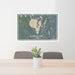 24x36 Sebago Lake Maine Map Print Lanscape Orientation in Afternoon Style Behind 2 Chairs Table and Potted Plant