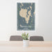 24x36 Sebago Lake Maine Map Print Portrait Orientation in Afternoon Style Behind 2 Chairs Table and Potted Plant