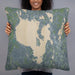 Person holding 22x22 Custom Sebago Lake Maine Map Throw Pillow in Afternoon