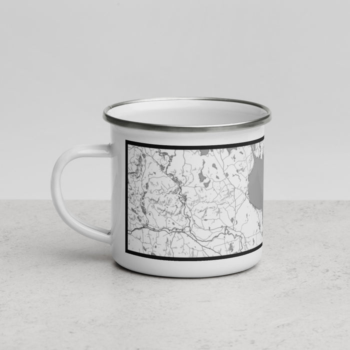Left View Custom Sebago Lake Maine Map Enamel Mug in Classic