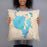 Person holding 18x18 Custom Sebago Lake Maine Map Throw Pillow in Watercolor