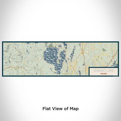 Flat View of Map Custom Sebago Lake Maine Map Enamel Mug in Woodblock