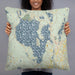 Person holding 22x22 Custom Sebago Lake Maine Map Throw Pillow in Woodblock