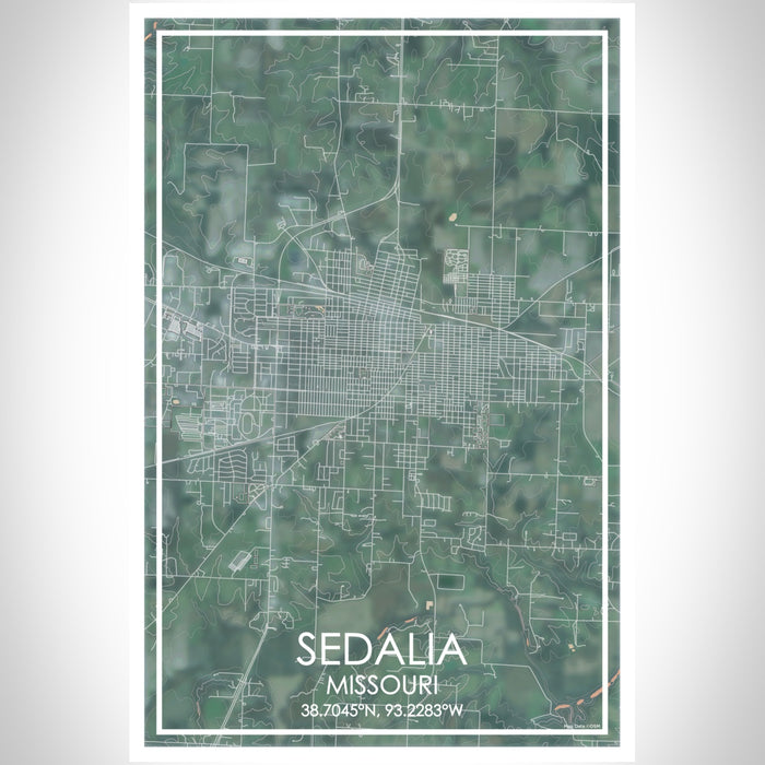Sedalia Missouri Map Print Portrait Orientation in Afternoon Style With Shaded Background