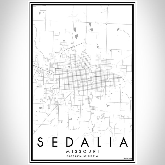 Sedalia Missouri Map Print Portrait Orientation in Classic Style With Shaded Background