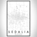 Sedalia Missouri Map Print Portrait Orientation in Classic Style With Shaded Background