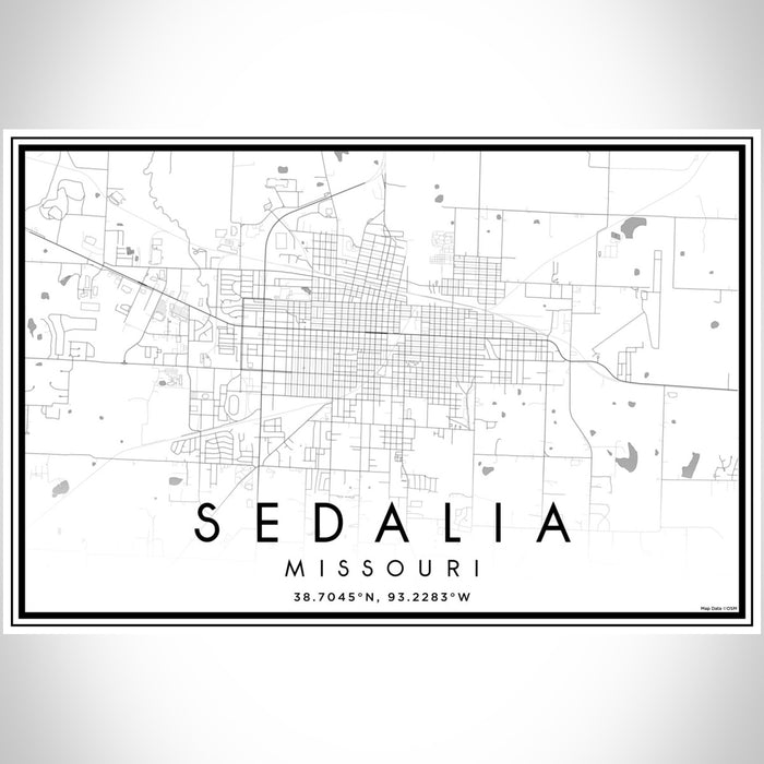 Sedalia Missouri Map Print Landscape Orientation in Classic Style With Shaded Background