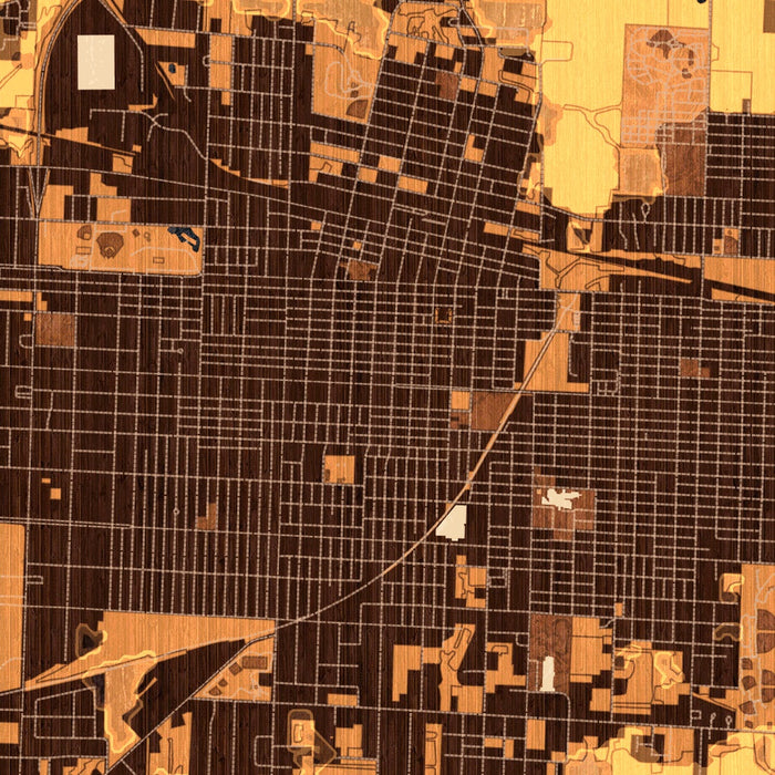 Sedalia Missouri Map Print in Ember Style Zoomed In Close Up Showing Details