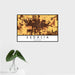 16x24 Sedalia Missouri Map Print Landscape Orientation in Ember Style With Tropical Plant Leaves in Water