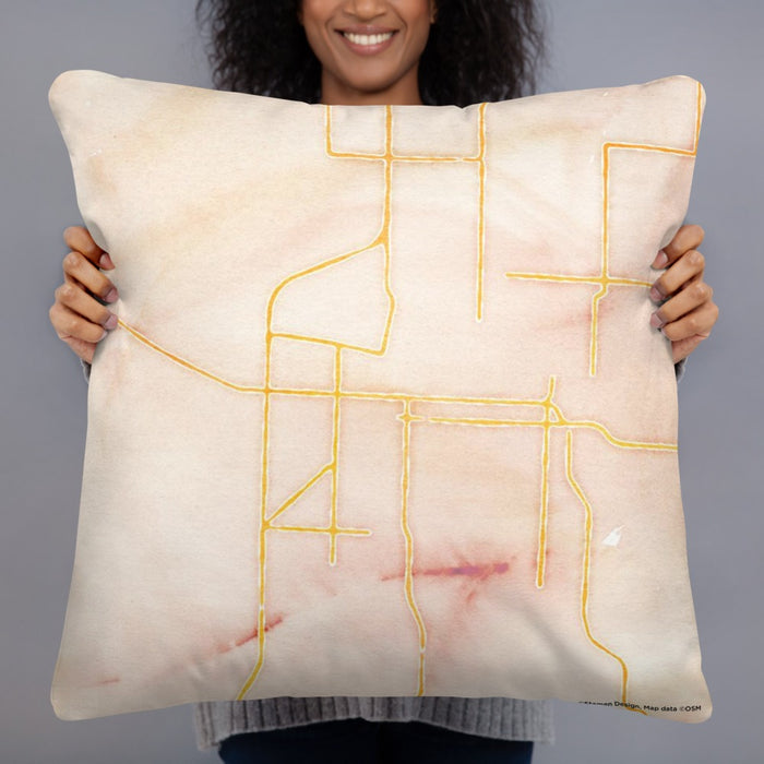 Person holding 22x22 Custom Sedalia Missouri Map Throw Pillow in Watercolor
