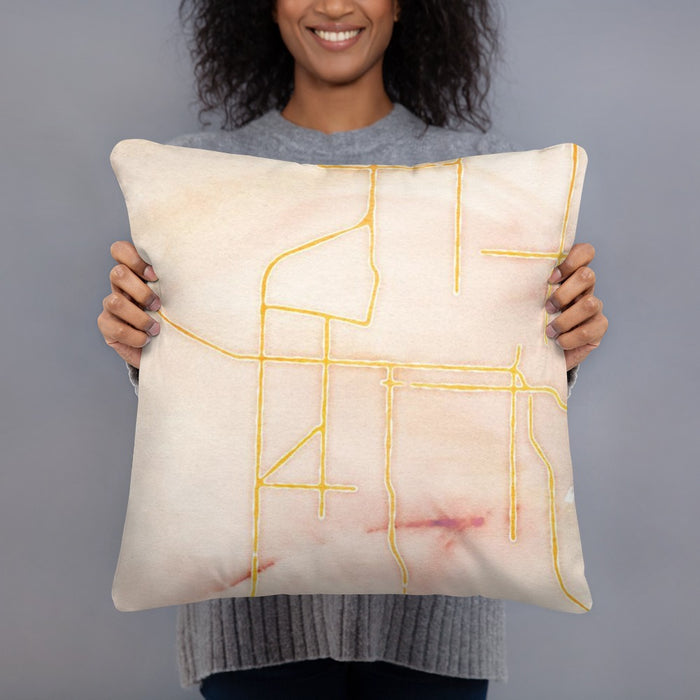 Person holding 18x18 Custom Sedalia Missouri Map Throw Pillow in Watercolor