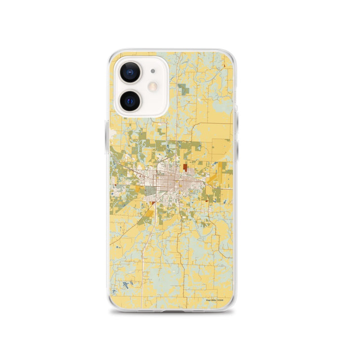 Custom Sedalia Missouri Map iPhone 12 Phone Case in Woodblock