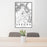24x36 Sedona Arizona Map Print Portrait Orientation in Classic Style Behind 2 Chairs Table and Potted Plant