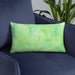 Custom Sedona Arizona Map Throw Pillow in Watercolor on Blue Colored Chair