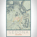 Sedona Arizona Map Print Portrait Orientation in Woodblock Style With Shaded Background