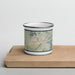 Front View Custom Sedona Arizona Map Enamel Mug in Woodblock on Cutting Board