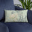 Custom Sedona Arizona Map Throw Pillow in Woodblock on Blue Colored Chair