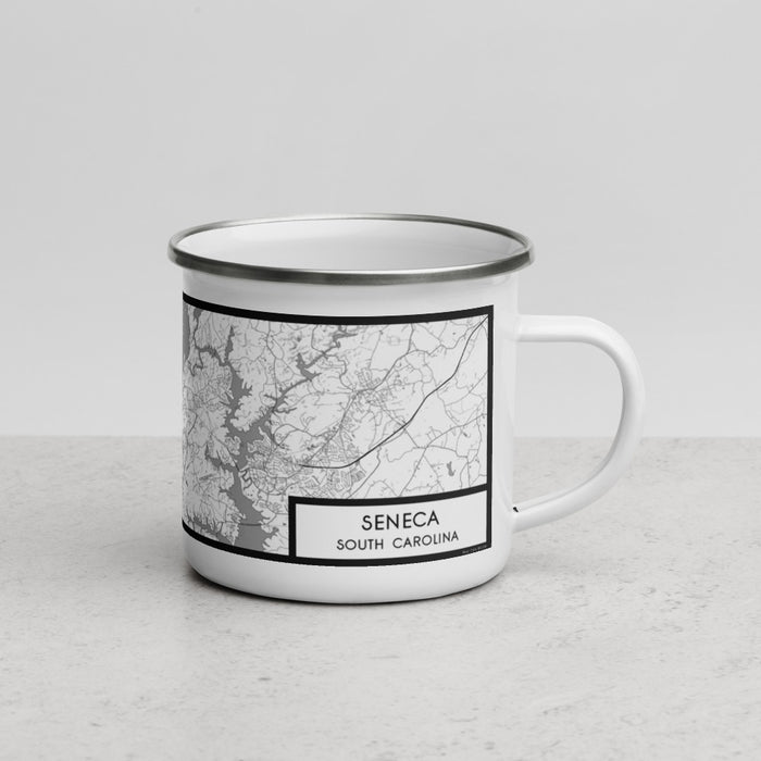Right View Custom Seneca South Carolina Map Enamel Mug in Classic