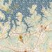 Seneca South Carolina Map Print in Woodblock Style Zoomed In Close Up Showing Details