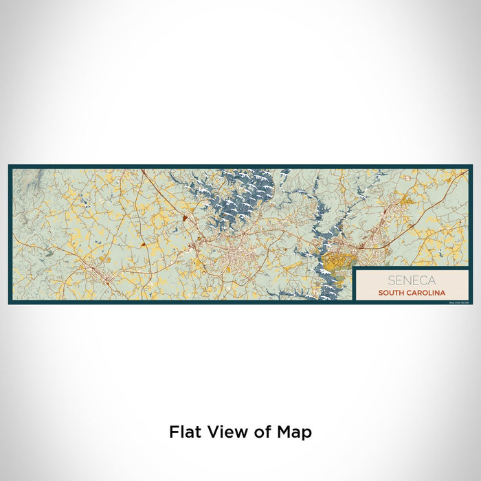 Flat View of Map Custom Seneca South Carolina Map Enamel Mug in Woodblock