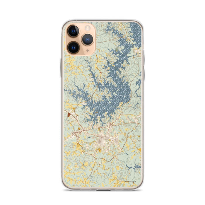Custom iPhone 11 Pro Max Seneca South Carolina Map Phone Case in Woodblock
