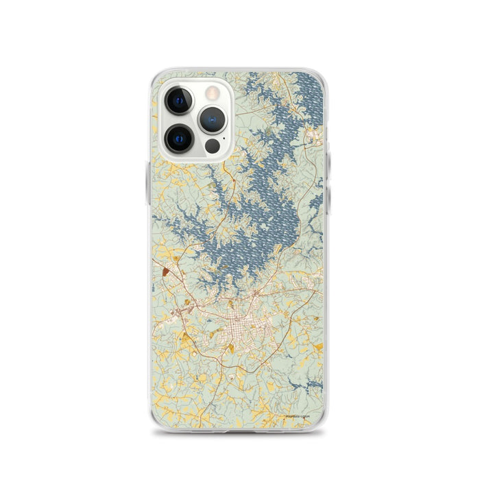Custom iPhone 12 Pro Seneca South Carolina Map Phone Case in Woodblock