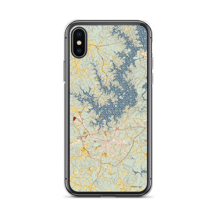 Custom iPhone X/XS Seneca South Carolina Map Phone Case in Woodblock