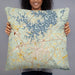 Person holding 22x22 Custom Seneca South Carolina Map Throw Pillow in Woodblock