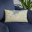 Custom Seneca South Carolina Map Throw Pillow in Woodblock on Blue Colored Chair