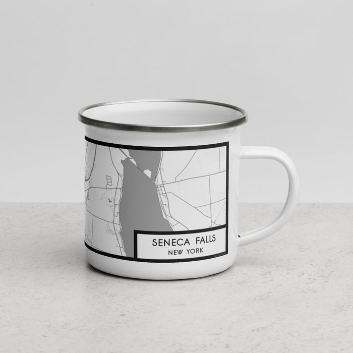 Right View Custom Seneca Falls New York Map Enamel Mug in Classic