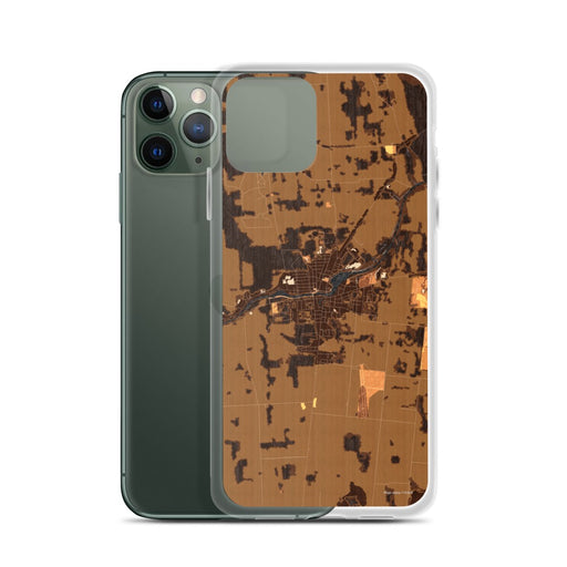 Custom Seneca Falls New York Map Phone Case in Ember on Table with Laptop and Plant