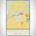 Seneca Falls New York Map Print Portrait Orientation in Woodblock Style With Shaded Background