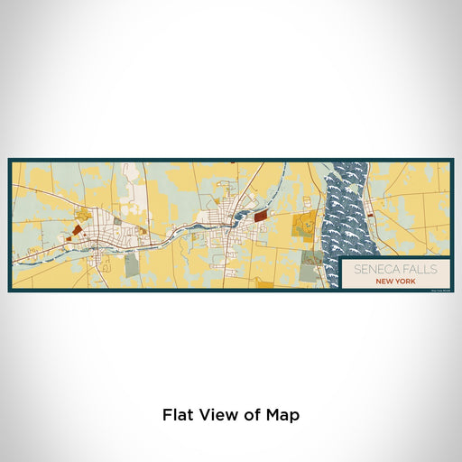 Flat View of Map Custom Seneca Falls New York Map Enamel Mug in Woodblock