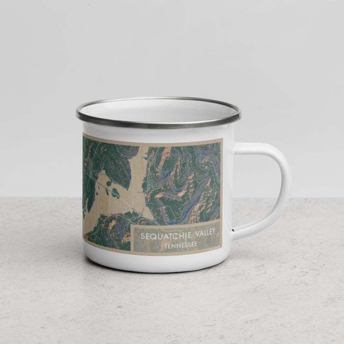 Right View Custom Sequatchie Valley Tennessee Map Enamel Mug in Afternoon