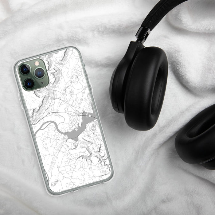 Custom Sequatchie Valley Tennessee Map Phone Case in Classic on Table with Black Headphones