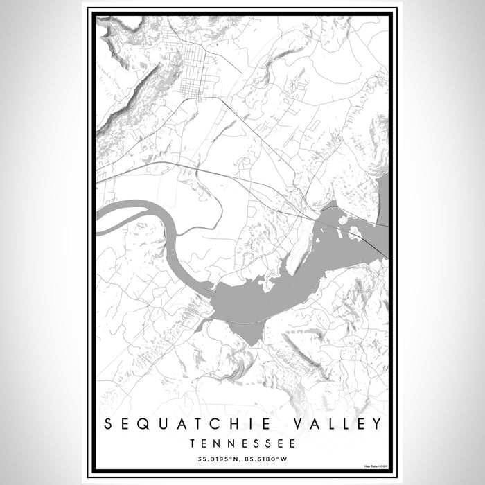 Sequatchie Valley Tennessee Map Print Portrait Orientation in Classic Style With Shaded Background