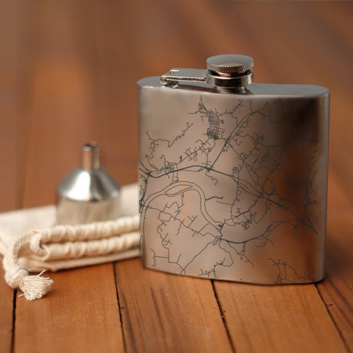 Sequatchie Valley Tennessee Custom Engraved City Map Inscription Coordinates on 6oz Stainless Steel Flask